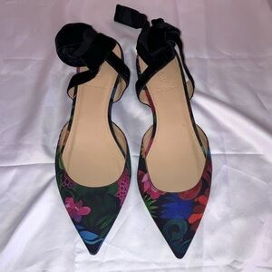 J. Crew ankle wrap flats with velvet laces